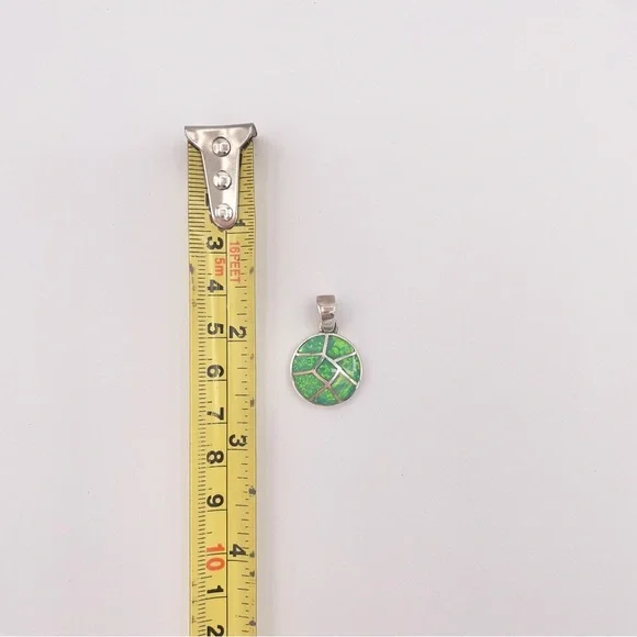 SILVER Sparkle Green Opal Mexico Pendant - Picture 7 of 7